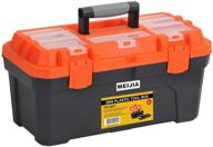 🔧 meijia portable tool storage box with foldable latches, removable tray, and extra top storage space - black and orange (20"x10"x10.2") logo
