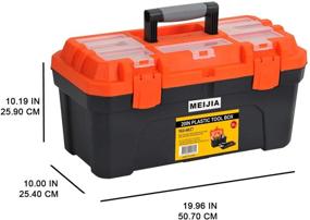 img 2 attached to 🔧 MEIJIA Portable Tool Storage Box with Foldable Latches, Removable Tray, and Extra Top Storage Space - Black and Orange (20"x10"x10.2")