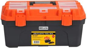 img 3 attached to 🔧 MEIJIA Portable Tool Storage Box with Foldable Latches, Removable Tray, and Extra Top Storage Space - Black and Orange (20"x10"x10.2")