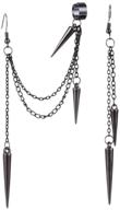 🎸 retro rivet earrings: long & short ear clips with goth punk tassels - fashion statement! logo