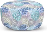 🌼 lilac blue ottoman pouf with victorian grace daisy design art, removable cover – lunarable dahlia flower, scribble pattern for living room and bedroom logo