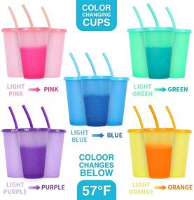 img 3 attached to 🥤 Color Changing Plastic Tumblers with Lids & Straws - 16oz, 5 Pack Reusable Party Cups BPA Free - Cold Coffee Tumbler for Kids & Adults, Set of Colorful Drinking Cups