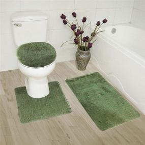 img 1 attached to 🛁 Luxury Home Collection 3-Piece Non-Slip Bath Rug Set in Sage Green - Includes Bathroom Rug, Contour Mat, and Toilet Lid Cover