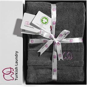 img 3 attached to 🛀 Experience the Premium Comfort of the Turkish Laundry Luxury Bath Towel Set - Soft, Thick & Absorbent 100% Organic Combed Turkish Cotton - 850 GSM (5 Piece Home & Bath Set, Grey)