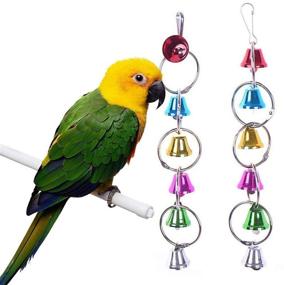 img 1 attached to 🐦 Enhance Your Pet Bird's Cage with Mrli Pet Bird Swing Toys: Colorful Wood Bells and Wooden Hammock Perch Set for Budgie Lovebirds Conures Small Parakeet