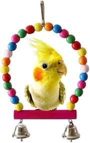 img 2 attached to 🐦 Enhance Your Pet Bird's Cage with Mrli Pet Bird Swing Toys: Colorful Wood Bells and Wooden Hammock Perch Set for Budgie Lovebirds Conures Small Parakeet