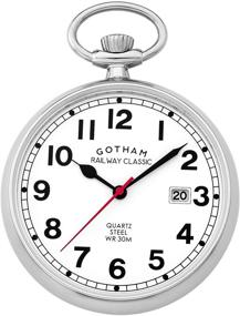 img 4 attached to ⌚ Железнодорожные часы Gotham Silver Tone: стильный аксессуар со моделью GWC14101S