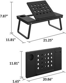 img 1 attached to 💻 Компьютерный столик и поднос COSCO для ноутбука с держателем для чашек и электронных устройств - регулируемый и портативный, черный (1 шт)