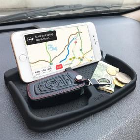 img 1 attached to 📱 Non-Slip Cell Phone Pad: Universal Car Dashboard Holder for Smartphone X/8/7 Plus, Galaxy Note 8, S9, S8 Plus, GPS Devices & More - Anti-Slide Silicone Rubber Gel Mat with Secure Grip for Sunglasses, Cards, Coins