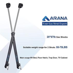 img 2 attached to 💪 Premium Gas Prop Struts Shocks, 20 inch 67 LB - 2 Pcs Set with Mounting Brackets - Perfect for TV Cabinet, Trap Door, Floor Hatch, Toolbox, RV Bed - Lift-Support Gas Springs (20" 300N) – Supports Lid Weights 35-50lbs