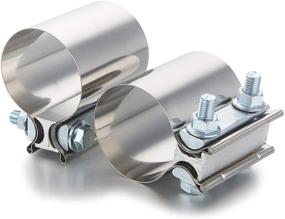 img 2 attached to 🔒 2-Inch Stainless Steel Butt Joint Band Clamp Exhaust Sleeve - Set of 2 Pieces