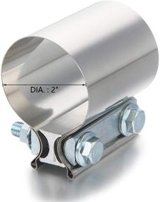 img 3 attached to 🔒 2-Inch Stainless Steel Butt Joint Band Clamp Exhaust Sleeve - Set of 2 Pieces