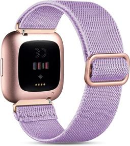 img 4 attached to 🌸 Регулируемый растягивающийся заменяемый браслет Witzon Solo Loop Elastic Bands для Fitbit Versa 2 - лаванда розовое золото