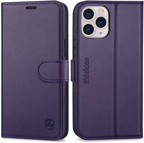 img 4 attached to 📱 SHIELDON Genuine Leather Wallet Case for iPhone 12 Pro Max - Dark Purple | RFID Blocking, Magnetic Cover, Card Holder, Kickstand, Shockproof Book Design | Compatible with 6.7" iPhone 12 Pro Max