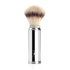 img 2 attached to 🧔 Muhle Silvertip Fibre Travel Shaving Brush with Nickel-Plated Handle - Synthetic Bristles