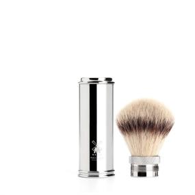 img 1 attached to 🧔 Muhle Silvertip Fibre Travel Shaving Brush with Nickel-Plated Handle - Synthetic Bristles