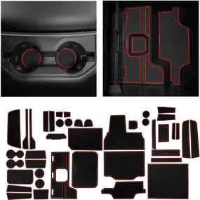 img 4 attached to Enhance Your RAM 1500 Interior with CupHolderHero's Non-Slip Anti Dust Cup Holder Inserts and Liner Mats - 44-pc Set (Red Trim)