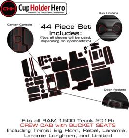 img 2 attached to Enhance Your RAM 1500 Interior with CupHolderHero's Non-Slip Anti Dust Cup Holder Inserts and Liner Mats - 44-pc Set (Red Trim)
