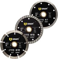🔪 (3 pack, 4 1/2 inches) graff diamond blade for angle grinder - cutting wheel for stone, marble, granite, brick, masonry, paving, concrete, ceramic & kerb - dry/wet use logo