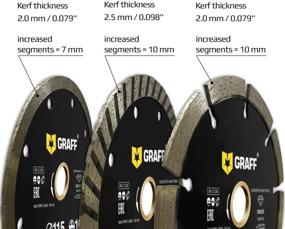img 3 attached to 🔪 (3 Pack, 4 1/2 inches) GRAFF Diamond Blade for Angle Grinder - Cutting Wheel for Stone, Marble, Granite, Brick, Masonry, Paving, Concrete, Ceramic & Kerb - Dry/Wet Use