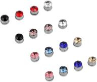 🔵 3mm crystal magnetic stud earring magnet nose ear lip stud - set of 8 pairs, unisex non-piercing tragus nose stud collection logo