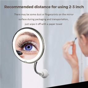 img 3 attached to Bathroom Lighted Magnifying Mirror: Flexible Gooseneck Design, 10x Magnification with Suction Cups, 360° LED Lighting - ARELUX Flexible Mirror for Makeup