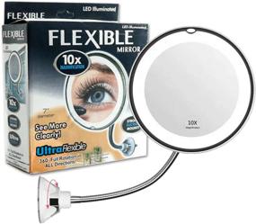 img 4 attached to Bathroom Lighted Magnifying Mirror: Flexible Gooseneck Design, 10x Magnification with Suction Cups, 360° LED Lighting - ARELUX Flexible Mirror for Makeup