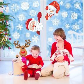 img 2 attached to 🦌 8 Sheets - 277 PCS Joy Day Christmas Window Clings - Double Sided Window Decorations for Xmas - Santa, Reindeer, Kids Stickers - Static Window Decals - Window Clings