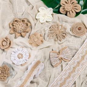 img 1 attached to 🌸 Whaline Burlap Flowers Set with 5 Burlap Ribbon Rolls, 10 Handmade Burlap Flowers Bowknot, 1 Jute Twine, and 1 Sheet of Glue Point for Wedding, Valentine's Day, Party, Home Decor, DIY Crafts - 17Pcs