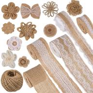 🌸 whaline burlap flowers set with 5 burlap ribbon rolls, 10 handmade burlap flowers bowknot, 1 jute twine, and 1 sheet of glue point for wedding, valentine's day, party, home decor, diy crafts - 17pcs logo