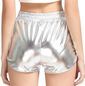 img 3 attached to 🌟 PESION Women's Sparkly Metallic Shiny Rave Hot Short Pants