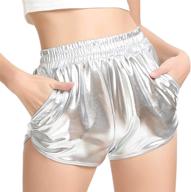 🌟 pesion women's sparkly metallic shiny rave hot short pants logo