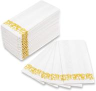 🧻 elegant 17" x 12" linen-like disposable hand towels – 100 pack with gold-tone filigree borders logo