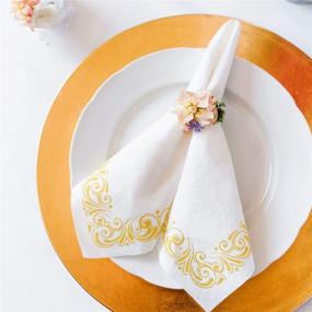 img 2 attached to 🧻 Elegant 17" x 12" Linen-Like Disposable Hand Towels – 100 Pack with Gold-Tone Filigree Borders