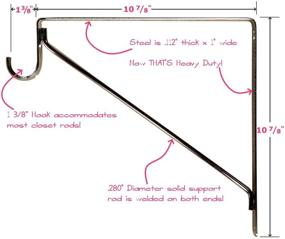 img 2 attached to 🔧 Black Heavy Duty Closet Rod and Shelf Support Bracket - Welded