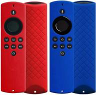 🔴 auswaur 2 pack silicone cover case for fire tv stick lite 2020 remote - shockproof and protective - red & dark blue logo