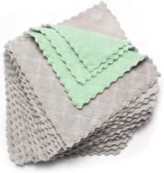 🧼 kimteny 12 pack dish towels: premium 10x10 in coral velvet kitchen towels, super absorbent and fast drying nonstick oil dishcloths - green-grey logo
