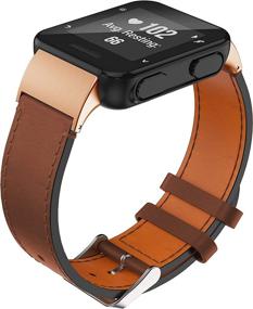 img 2 attached to 🏻 BaiHui Genuine Leather Watch Band for Garmin Forerunner 35/Approach S10 - Dark Brown