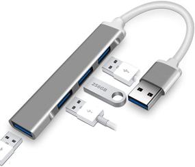 img 1 attached to 🔌 Efficient Data Transfer: Grey 4-Port USB 3.0 Hub for High-Speed Connectivity