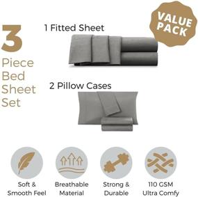 img 3 attached to 🛏️ Empyrean Bedding Extra Deep Fitted Sheets King Size - Silver Light Gray - 24 inch Deep Pocket Sheets Set with 2 Pillowcases - 3 Piece King Size Deep Fitted Bed Sheet Set
