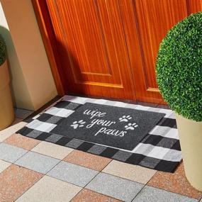 img 1 attached to 🐾 Funny Wipe Your Paws Welcome Door Mats for Outdoor Entrance - Non-Slip, Rubber Backed Pet Mat with Grey Color - Ideal for Dirty Dogs and Indoor/Outdoor Use