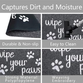 img 2 attached to 🐾 Funny Wipe Your Paws Welcome Door Mats for Outdoor Entrance - Non-Slip, Rubber Backed Pet Mat with Grey Color - Ideal for Dirty Dogs and Indoor/Outdoor Use