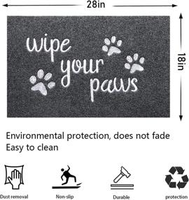 img 3 attached to 🐾 Funny Wipe Your Paws Welcome Door Mats for Outdoor Entrance - Non-Slip, Rubber Backed Pet Mat with Grey Color - Ideal for Dirty Dogs and Indoor/Outdoor Use