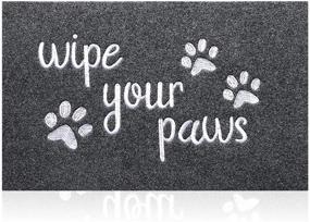 img 4 attached to 🐾 Funny Wipe Your Paws Welcome Door Mats for Outdoor Entrance - Non-Slip, Rubber Backed Pet Mat with Grey Color - Ideal for Dirty Dogs and Indoor/Outdoor Use