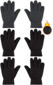 img 4 attached to Set of 3 Kids Full Finger Fleece Gloves – Soft & Warm Winter Gloves for Boys and Girls - Ideal for Outdoor Activities