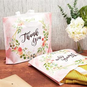 img 3 attached to 🛍️ Charming Pink Floral Thank You Bags for Grocery Shopping and Retail - 50 Pack (15 x 12 in)