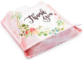 img 1 attached to 🛍️ Charming Pink Floral Thank You Bags for Grocery Shopping and Retail - 50 Pack (15 x 12 in)