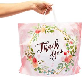 img 2 attached to 🛍️ Charming Pink Floral Thank You Bags for Grocery Shopping and Retail - 50 Pack (15 x 12 in)