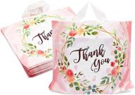 🛍️ charming pink floral thank you bags for grocery shopping and retail - 50 pack (15 x 12 in) logo