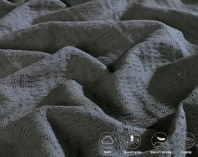 img 1 attached to 🛌 CasaTouch 100% Cotton Thermal Blanket - Stay Cozy with All Season Block Design Super Soft Breathable Lightweight Blanket - Dark Grey, Queen